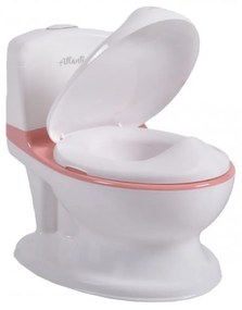 Olita premium pentru copii NOVOKIDS™ Atlantic seat, Cu sunete, Vas detasabil, Plastic non toxic, Suport hartie igienica, Roz cu Alb