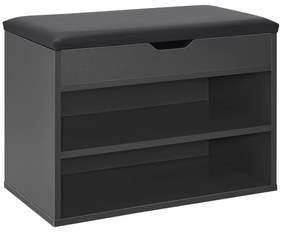 Suport pantofi cu capac rabatabil și șezut căptușit 60 x 30 x 44 cm gri