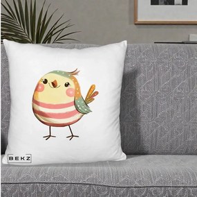Perna Decorativa Pui Kawaii Pastel Dungat, 40x40 cm, Alb Pufos, Husa Detasabila, Perna Inclusa, BEKZ®