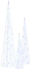 Set conuri decorative cu LED-uri albastru 30 45 60 cm acrilic 1, Albastru, 30 45 60 cm