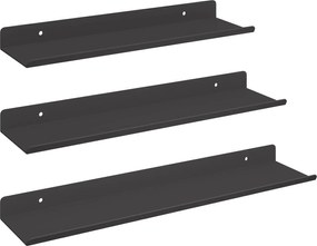vidaXL Raft suspendat Pe perete 3 pcs Negru 40 x 9 x 2,5 cm Oțel