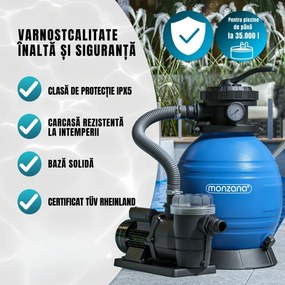 Filtrare cu nisip pentru piscina AQUA cu bile filtrante, 10 200 l/h, albastră Monzana