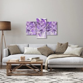 Tablou - Frunze violet în tencuială (90x60 cm)
