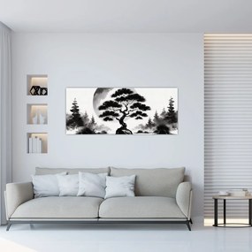 Tablou – Bonsai alb-negru (120x50 cm)