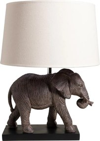 Lampa de masa elefant din polirasină, cu abajur din in si bumbac , "Savane"