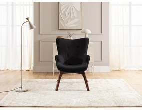 Fotoliu negru cu tapițerie din catifea reiată Niko – Ropez