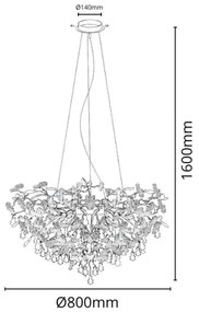 Lustră de cristal pe cablu 13xG9/40W/230V crom