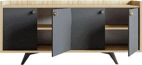 Consola, Hanah Home, Piran, 150x75x40 cm, Antracit / Stejar