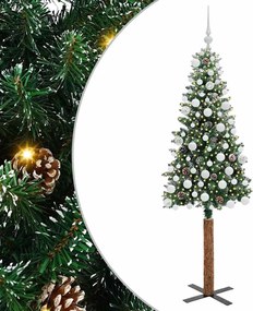 vidaXL Brad de Crăciun subțire Verde 180 cm PVC și lemn de PIN masiv