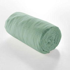 Cearceaf verde deschis din muselină cu elastic 140x190 cm Angelia – douceur d'intérieur