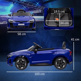 HOMCOM Vehicul electric pentru copii 12 V - telecomandă parentală - efecte sonore, luminoase - Audi RS E-tron GT albastru | Aosom Romania
