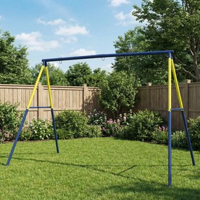 AIYAPLAY Cadru pentru Leagăn de Grădină pentru Copii, Structură din Oțel, Anti-UV, Impermeabil, Suportă 150 kg, cu 4 Cârlige pentru Leagăn Tip Cuib, Leagăn în U, Scară, 260x160x178 cm, Albastru | Aosom Romania