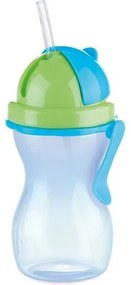 Sticlă de copii Tescoma BAMBINI, cu pai, albastru, 300 ml