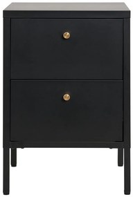 Comodă Dalby, 2 sertare, oțel, negru 40x40x59,5 cm