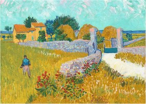 Tablou pe sticlă - Vincent van Gogh, Farmhouse in Provence, reproducere (70x50 cm)