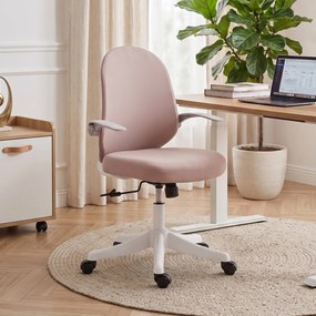 HOMCOM Scaun de Birou Ergonomic cu Brațe Rabatabile și Înălțime Reglabilă, Mesh Respirabil,  60,5x54x99 cm, Roz | Aosom Romania