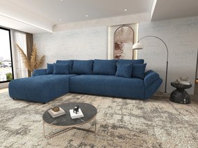 Colțar extensibil dumonde cu ladă de depozitare si sezut confortabil din spuma high-density, Berlin XL Zoom Blue 350x185 cm