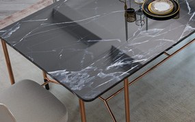 Masă lemn masiv Dining Negru-Rose Gold L 240 x A 95 x H 75 cm - Marmura naturala