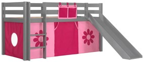 Pat supraetajat PINO, cu tobogan și scară , 209 x 217 x 115 cm, Gri , VIPACK – Soluție completă pentru joacă și studiu aceasta este titlul pe care