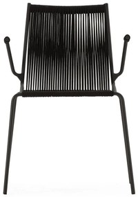 Scaune de dining negre cu cotiere/stivuibile 2 buc. din metal Emily – Marckeric