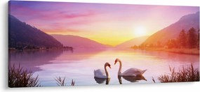 Tablou - Lebăde îndrăgostite (120x50 cm)