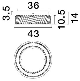Lustra aplicata LED, cristale sticla ARIETTA 43cm