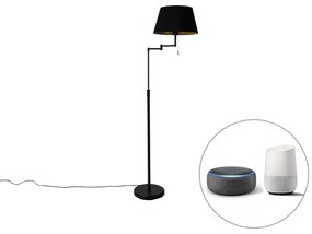 Lampă de podea inteligentă neagră cu abajur negru inclusiv Wifi A60 - Ladas Deluxe