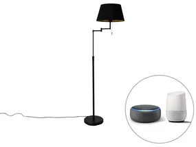 Lampă de podea inteligentă neagră cu abajur negru inclusiv Wifi A60 - Ladas Deluxe
