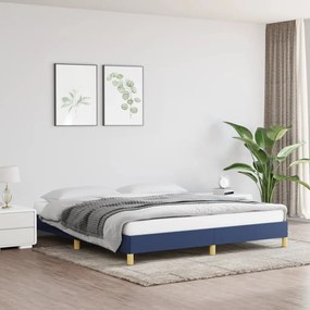 Cadru de pat, albastru, 180 x 200 cm, material textil Albastru, 25 cm, 180 x 200 cm