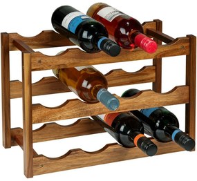 Wenko Suport pentru 12 sticle de vin din lemn de salcâm Fondi, 28 x 21 x 42 cm