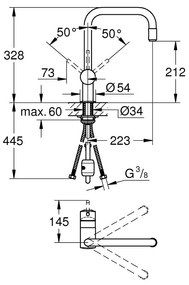 Grohe Minta Baterie chiuveta bucatarie monocomanda cu dus extractibil, pipa U, crom