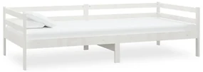 833076 vidaXL Pat de zi fără saltea, alb, 90x200 cm, lemn masiv pin
