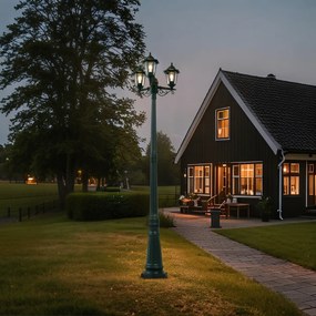 Felinar clasic de exterior verde închis 217cm 3 lumini IP44 - New Haven