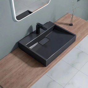 Lavoar din compozit pe blat Rune Garm 50 cm negru