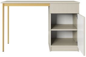 Birou Nicole 120 cm cu o ușă și sertar - casmir / picioare aurii