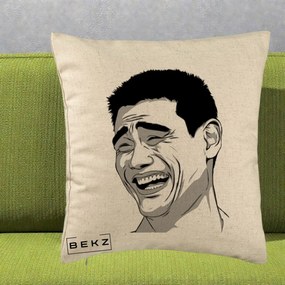 Perna Decorativa Yao Ming Meme, 40x40 cm, Bej, Husa Detasabila, Perna Inclusa, BEKZ®