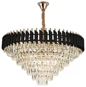 Candelabru Cristal, Raven 80cm Negru cu Auriu