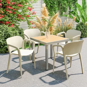 Outsunny Set 4 Scaune de Grădină Stivuibile cu Brațe, Rezistente la Raze UV și Impermeabile, 60x56x75 cm, Alb | Aosom Romania