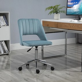 Vinsetto Scaun de birou, Înălțime ajustabilă Scaun de birou fără brațe, Drehbar Bürostuhl cu aspect de catifea, Scaun de schmink ergonomic pentru dormitor, birou acasă, Albastru | Aosom Romania