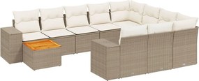 vidaXL Set canapele de grădină cu perne, 11 piese, bej, poliratan