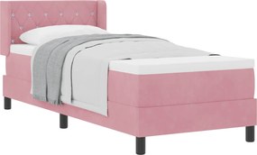 vidaXL Pat cu arcuri cu saltea cu headboard Roz 200 x 80 cm Catifea