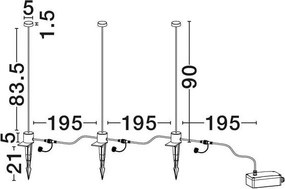 Set de 3 corpuri iluminat exterior decorativ cu tarus KASP H-90cm
