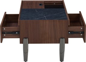 Masă de cafea modernă cu sertare și capac glisant, mult spațiu de depozitare, 105x50x41,5 cm, Maro