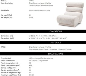 Fotoliu confortabil design LUX Congreso, Lyssa off-white