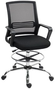 Scaun de birou HOMCOM, Scaun rotativ, Scaun de birou reglabil, cu role, Negru | Aosom Romania