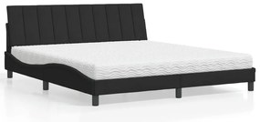 vidaXL Pat cu saltea, negru, 180x200 cm, catifea