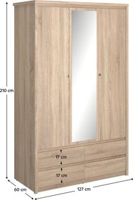 Dulap cu oglindă 3D4S, stejar sonoma, NORTY TYP 1
