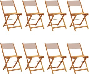 vidaXL Scaune de grădină pliabile 8 buc., textil taupe/lemn masiv