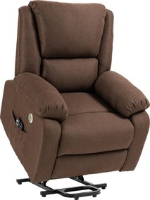 HOMCOM Scaun Electric Rabatabil cu 8 Puncte de Masaj și Suport pentru Picioare, Fotoliu Modern din Țesătură, 87x92x105 cm, Cafea | Aosom Romania