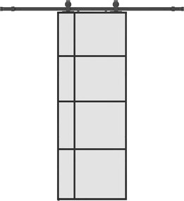 vidaXL Ușă glisantă cu set de feronerie neagră 76x205 cm Sticlă ESG